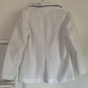 White mid length linen blazer